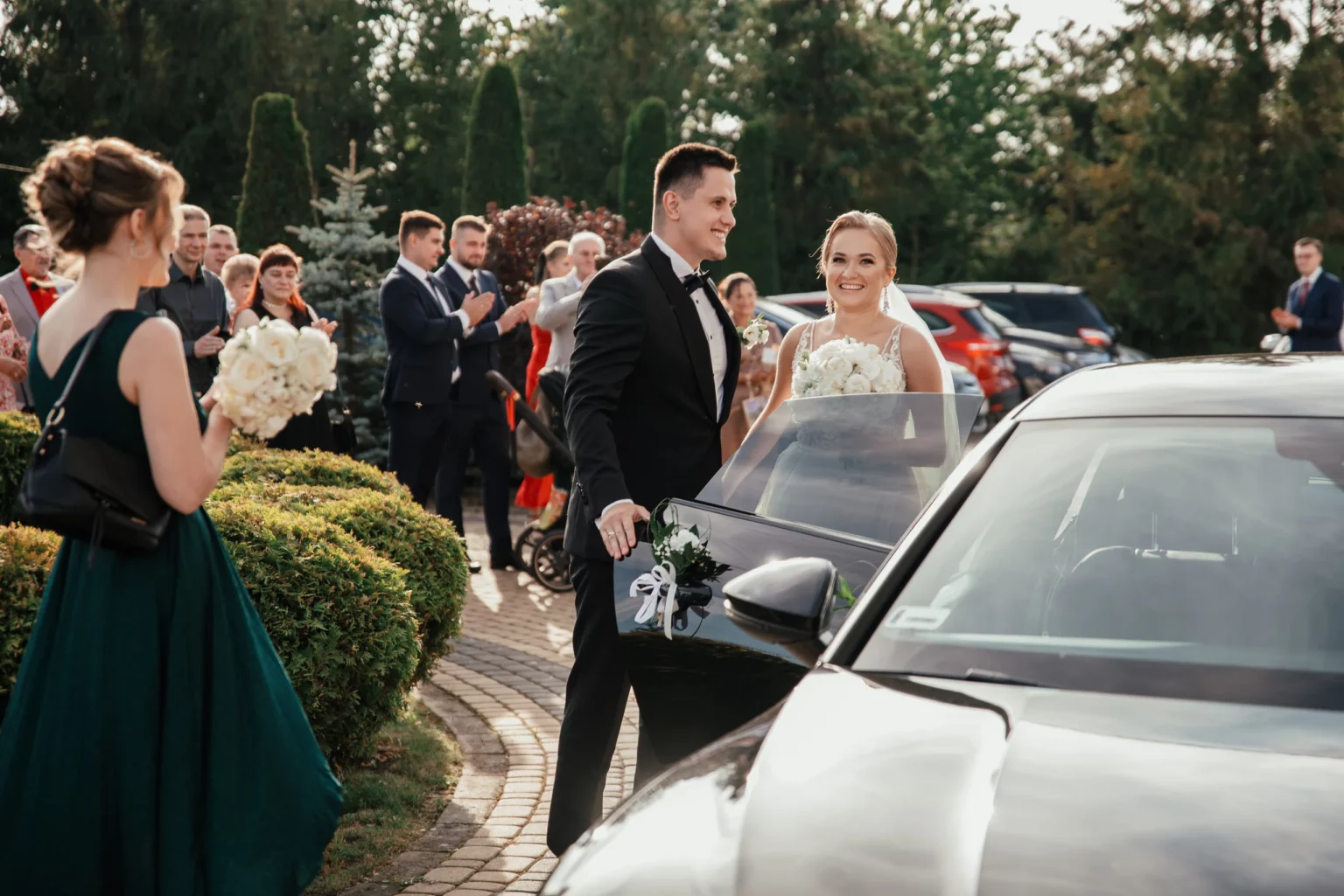 Paulina i Rafał — przyjazd na przyjęcie weselne.